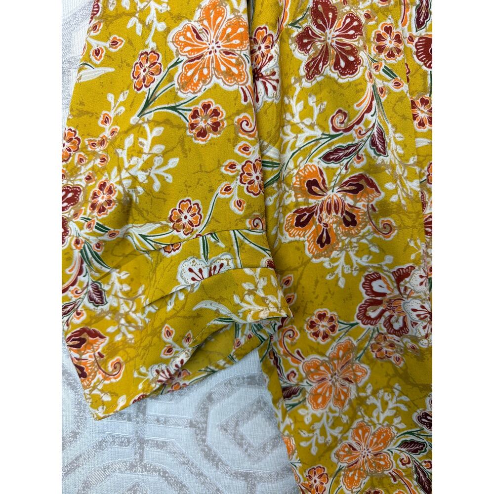 DR2 by Daniel Rainn Yellow Floral Split V-Neck Blouse, XXL - Picture 4 of 7